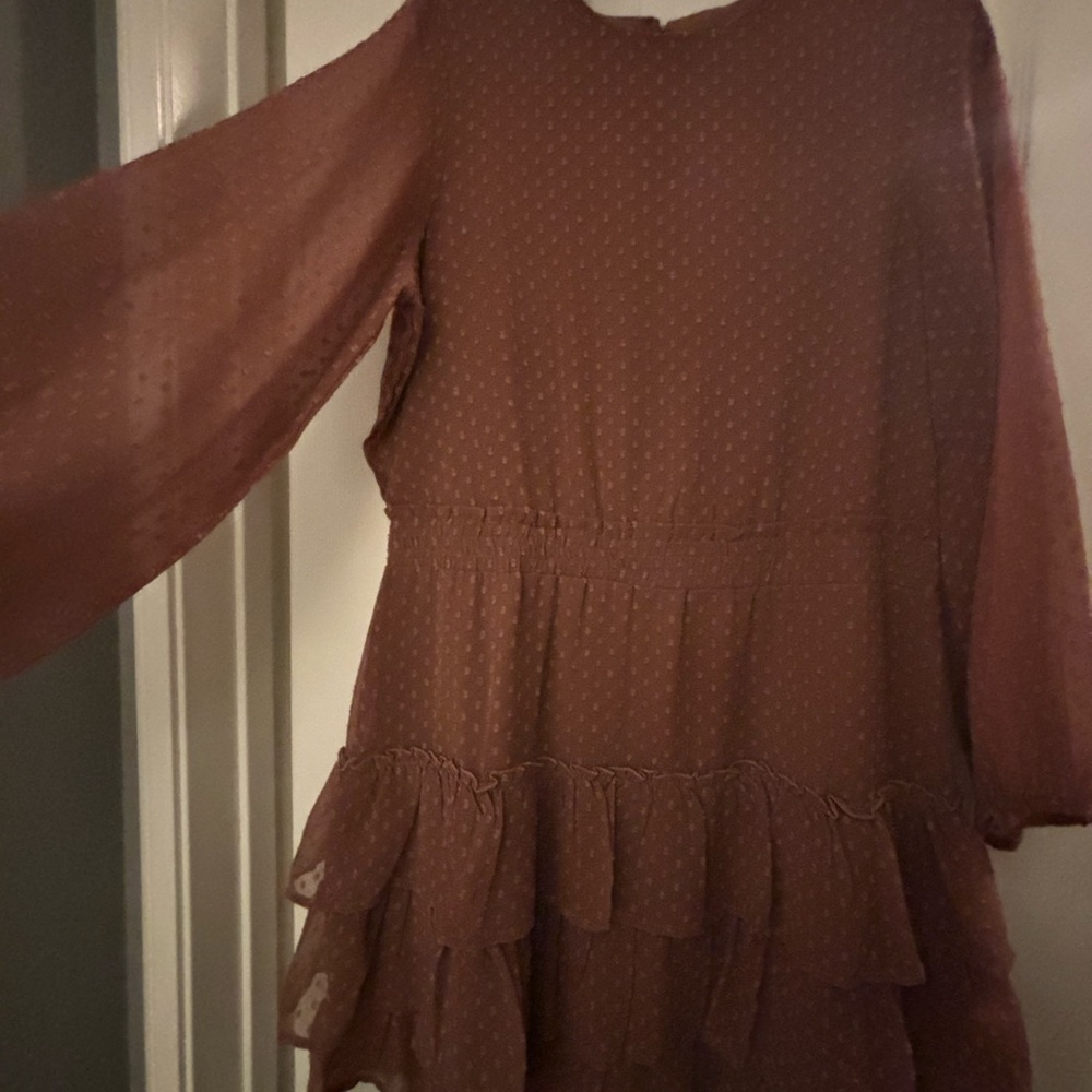 Rose pink ruffle dress from Express. Large